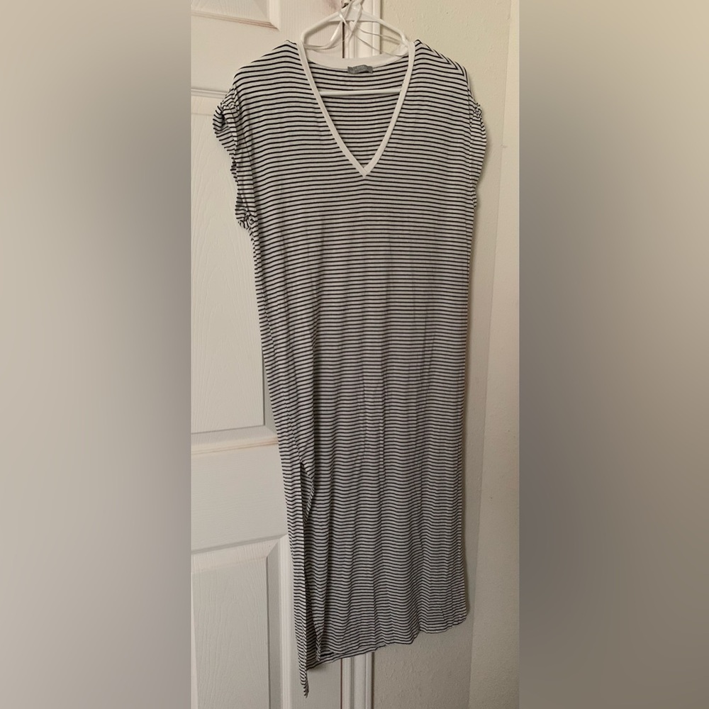 Zara Striped Midi Dress With Side Slits